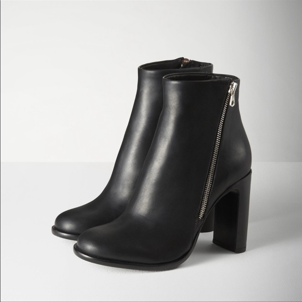 Rag & Bone Avery Black Leather Ankle Boots 4” Heel Size 36.5